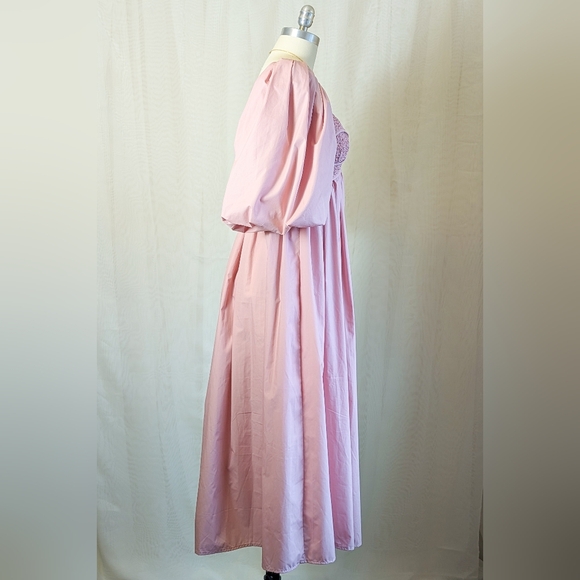 One Loved Babe "Change Of Heart" Blush Smocked Empire Puff Sleeve Midi Dress - Picture 4 of 7